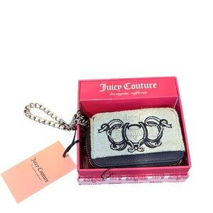 Juicy Couture Lovers‎ Club Baby Blue Rhinestone Heart Zip Credit Card Wallet NWT
